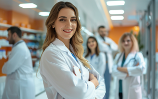 Farmacista che coordina il team per una migliore gestione del personale