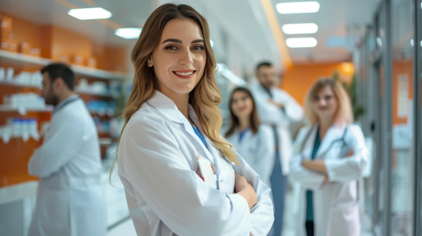 Farmacista che coordina il team per una migliore gestione del personale